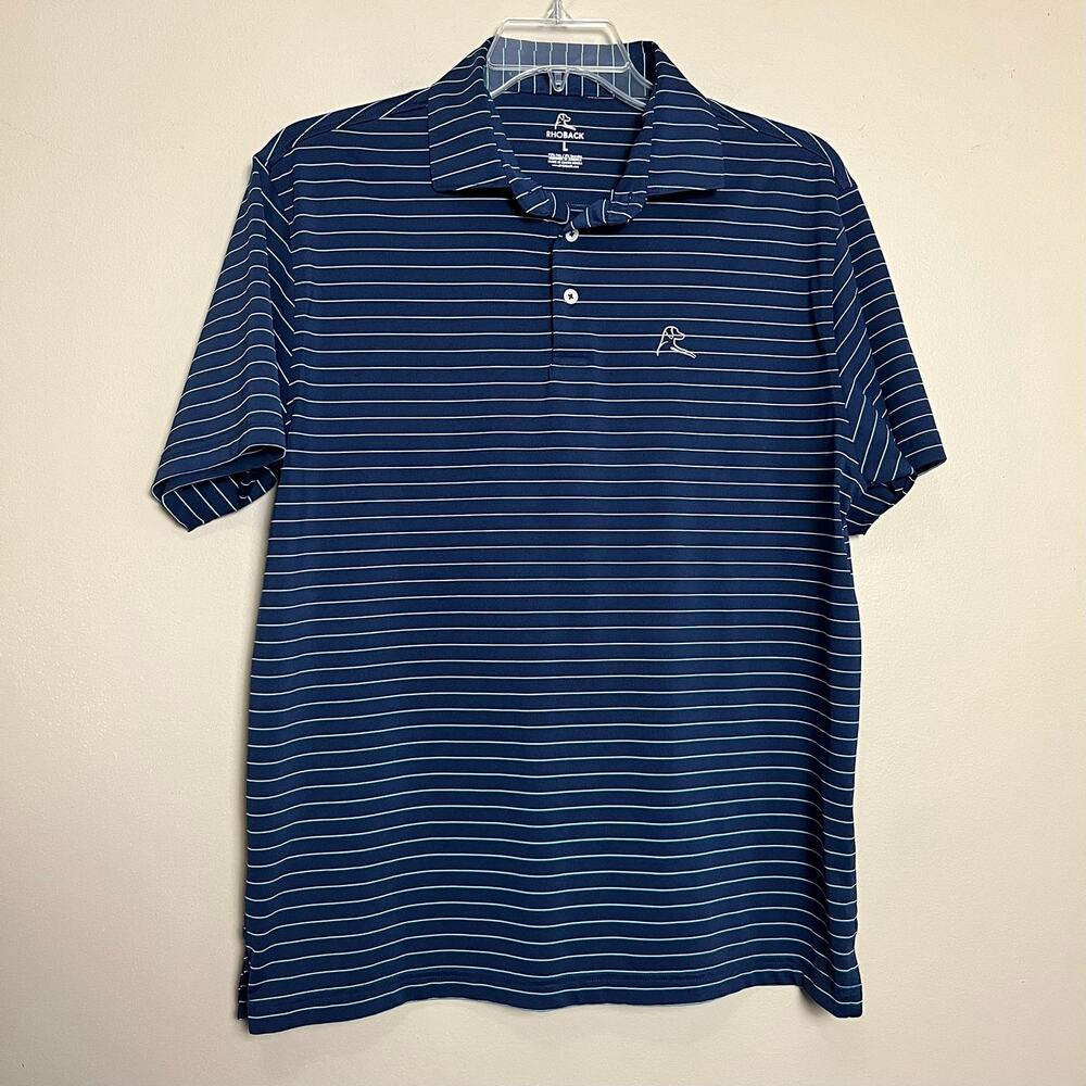 Rhoback Golf Polo Blue Mint Striped